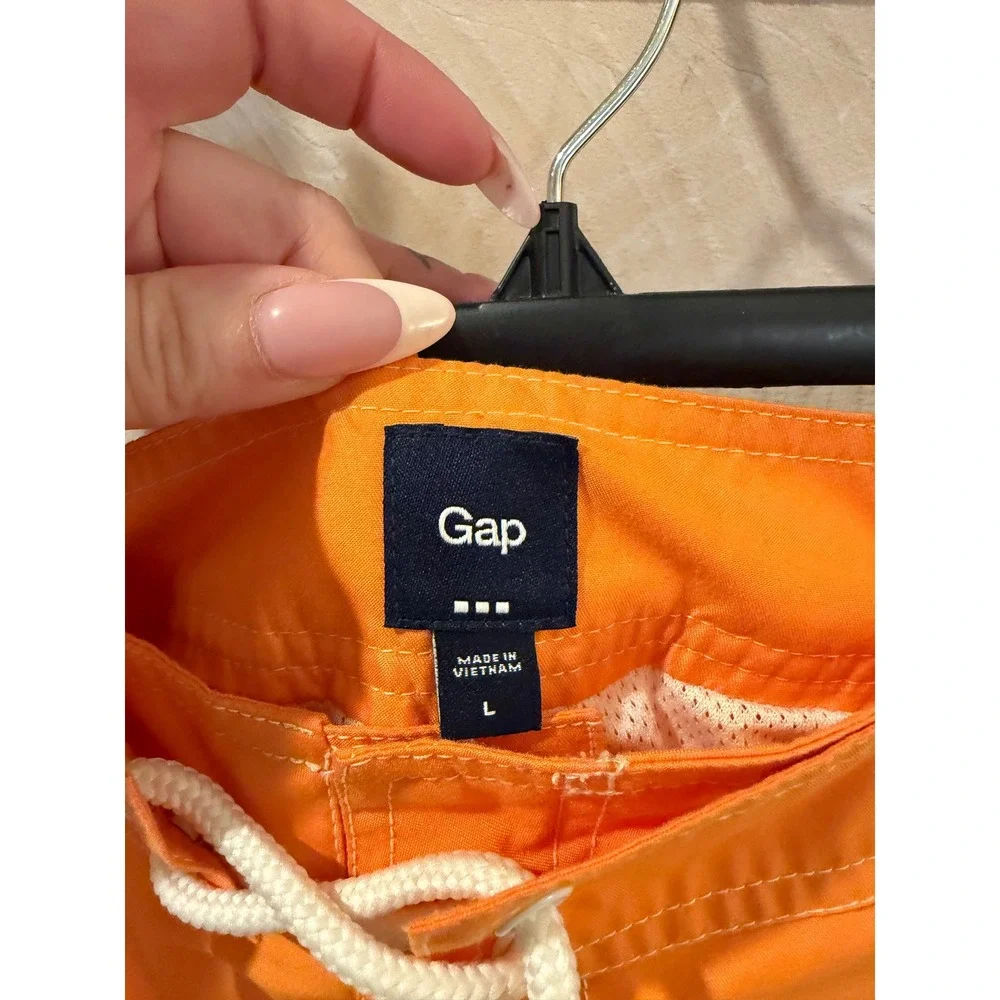 Gap Mens Orange Board Shorts Teal White Side Stripe Swim Trunks Large